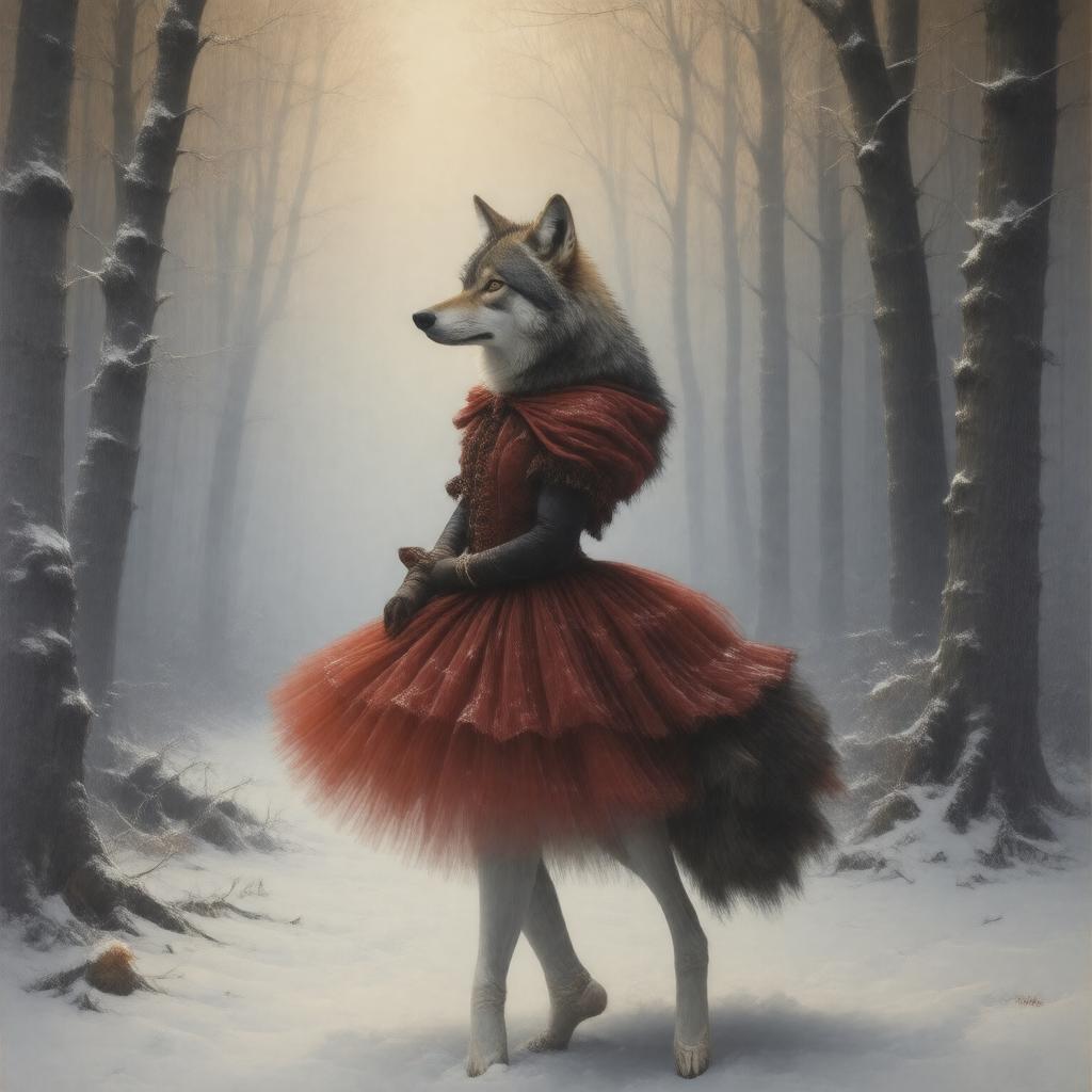 AI-created image of The Wolf (ballet)