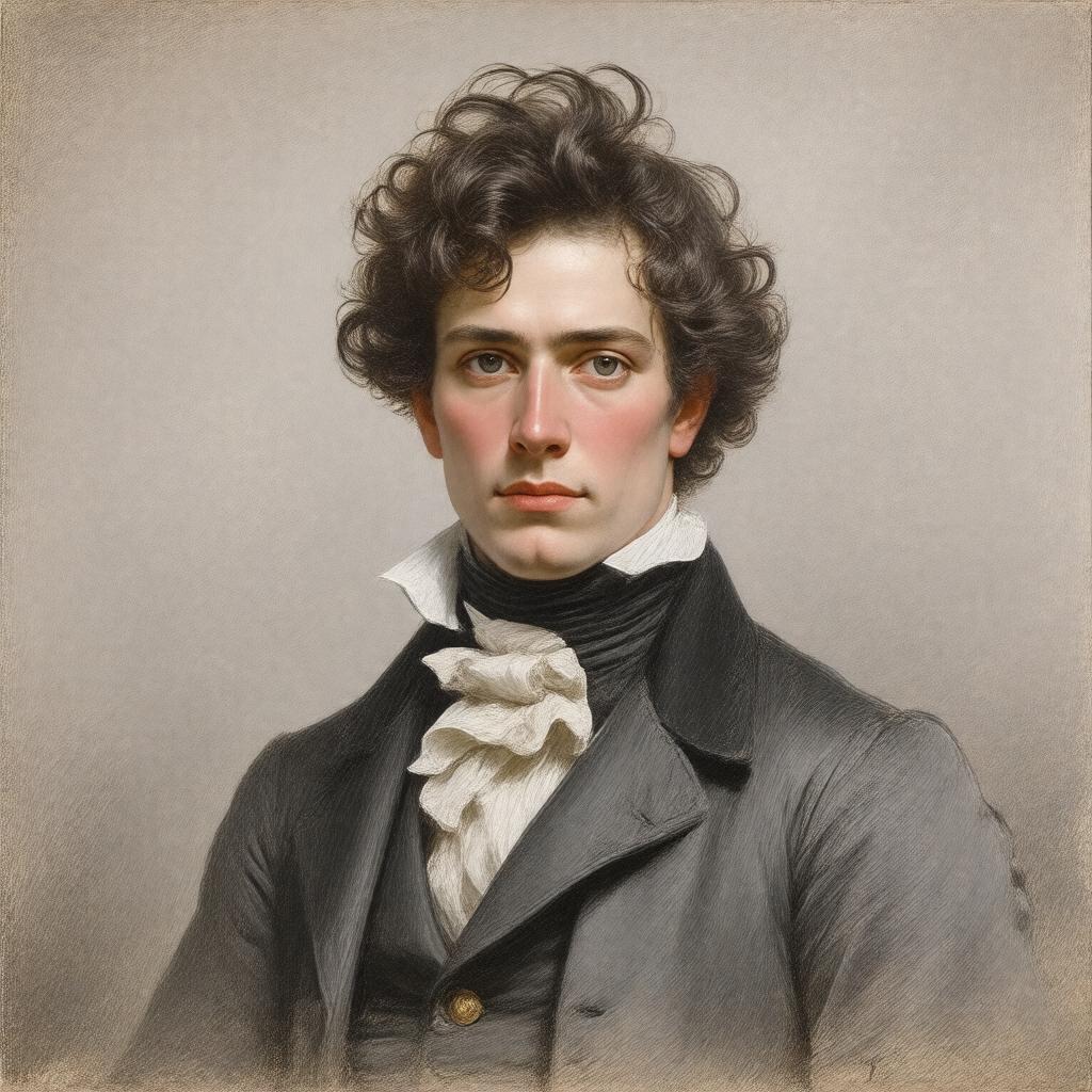 Click to view larger image AI-created image of Thomas Phillips portrait of Lord Byron