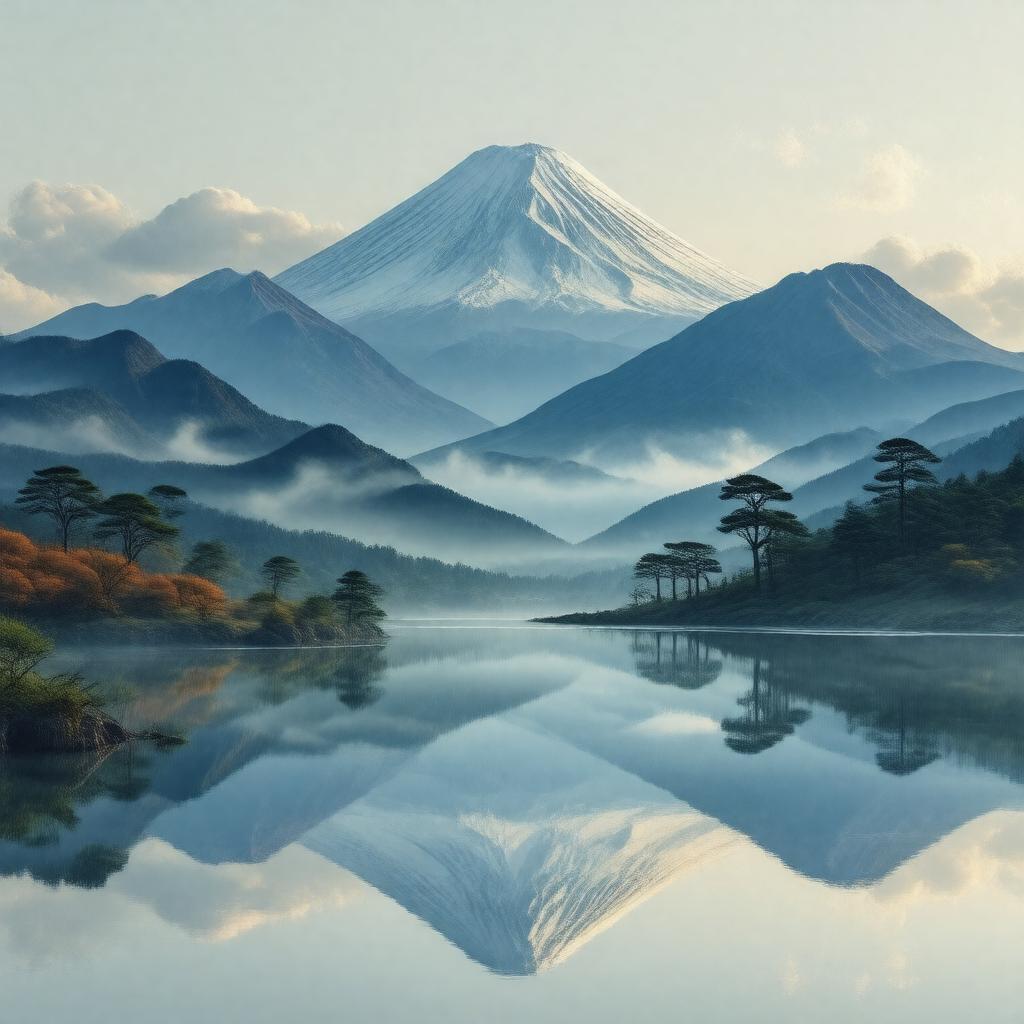 Click to view larger image AI-created image of Three Holy Mountains of Japan