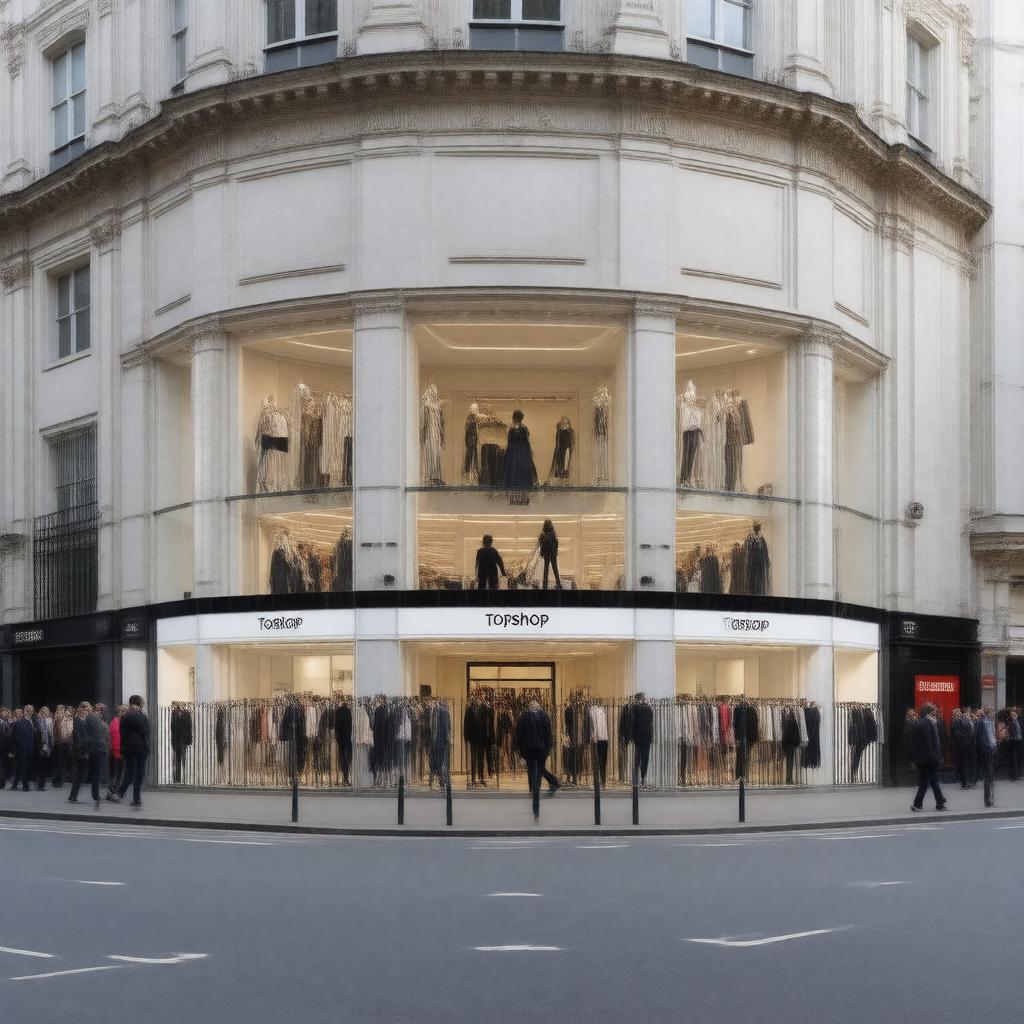 Click to view larger image AI-created image of Topshop flagship store (historically)