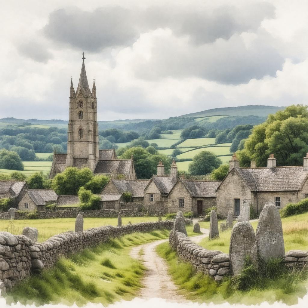 AI-created image of Trellech, Monmouthshire, Wales