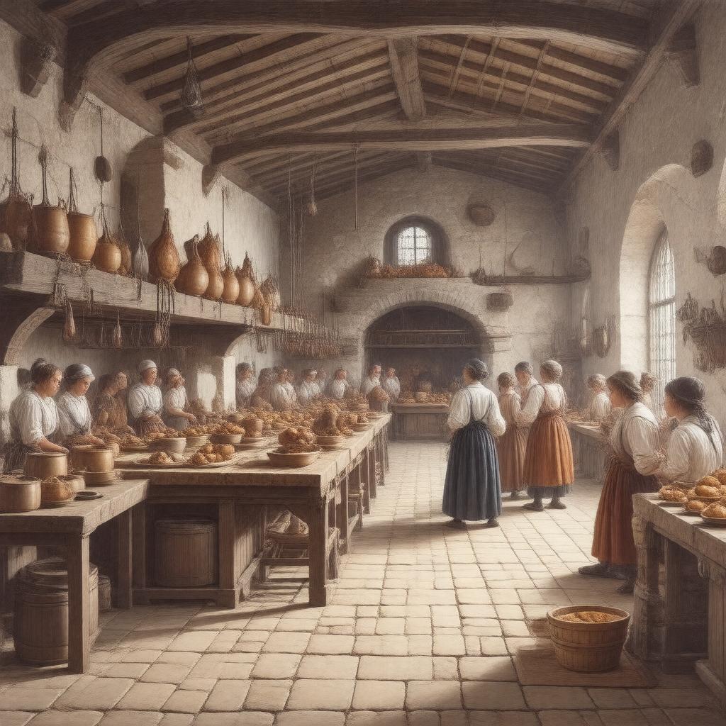 Click to view larger image AI-created image of Tudor kitchens