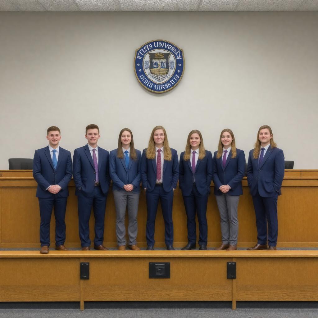 Click to view larger image AI-created image of Tufts University Mock Trial