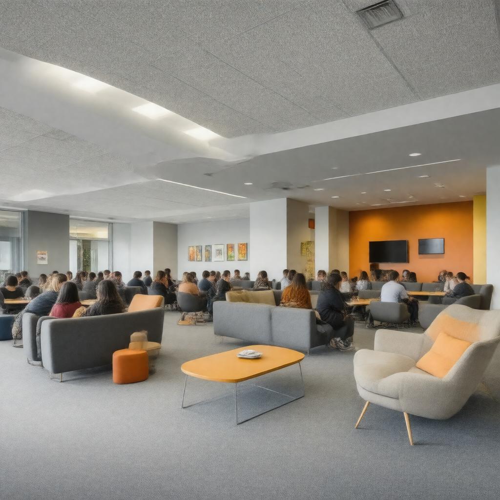 Click to view larger image AI-created image of Tufts University Student Lounges