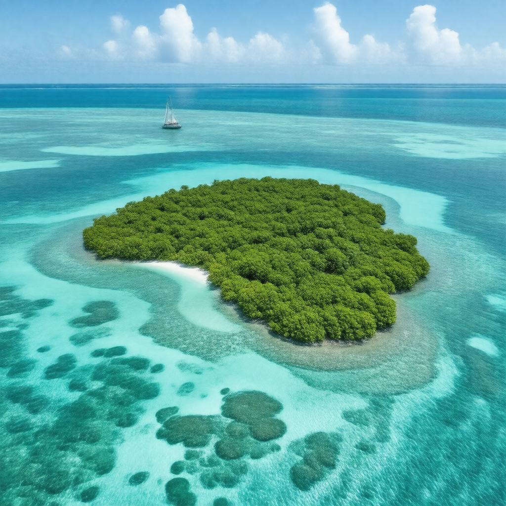 Click to view larger image AI-created image of Turneffe Atoll