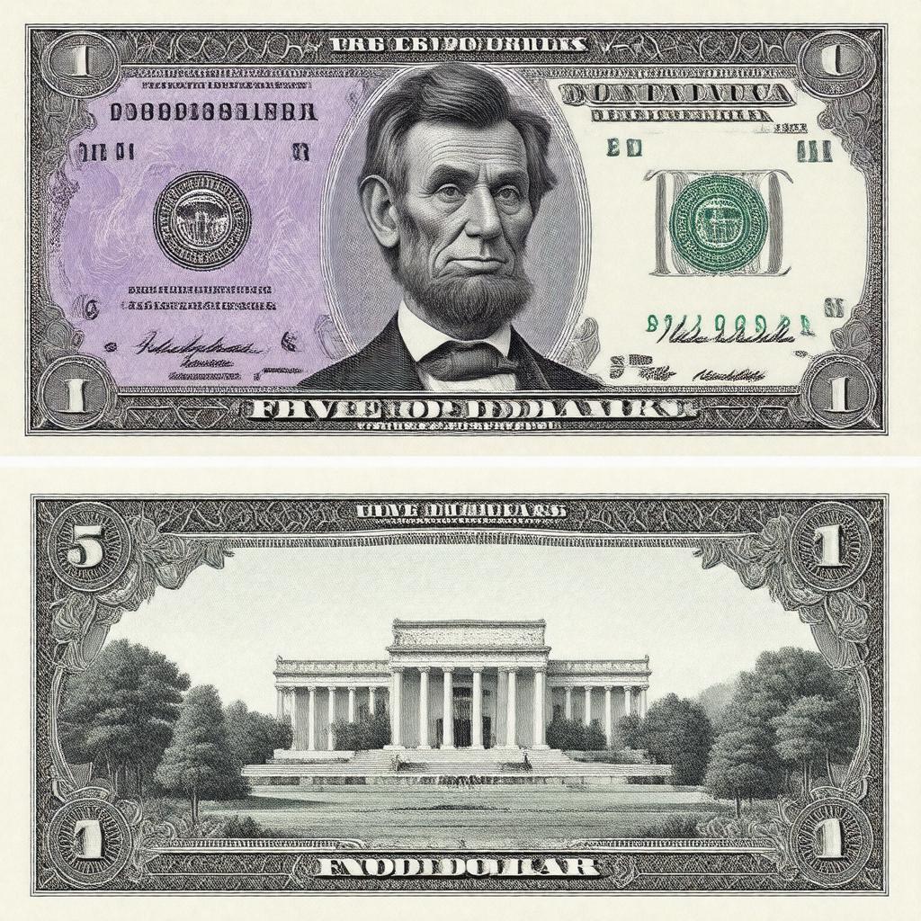 AI-created image of U.S. five-dollar bill