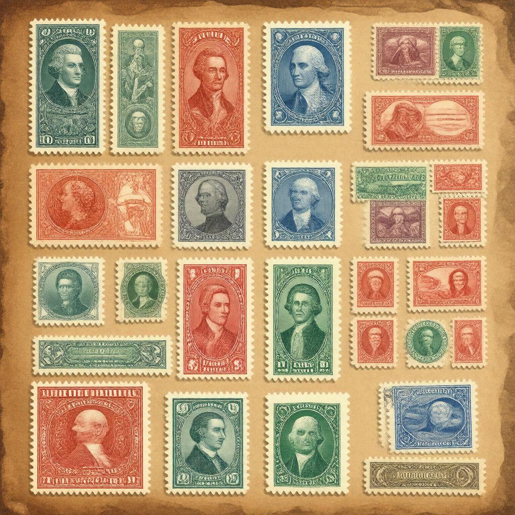 AI-created image of U.S. postage stamps