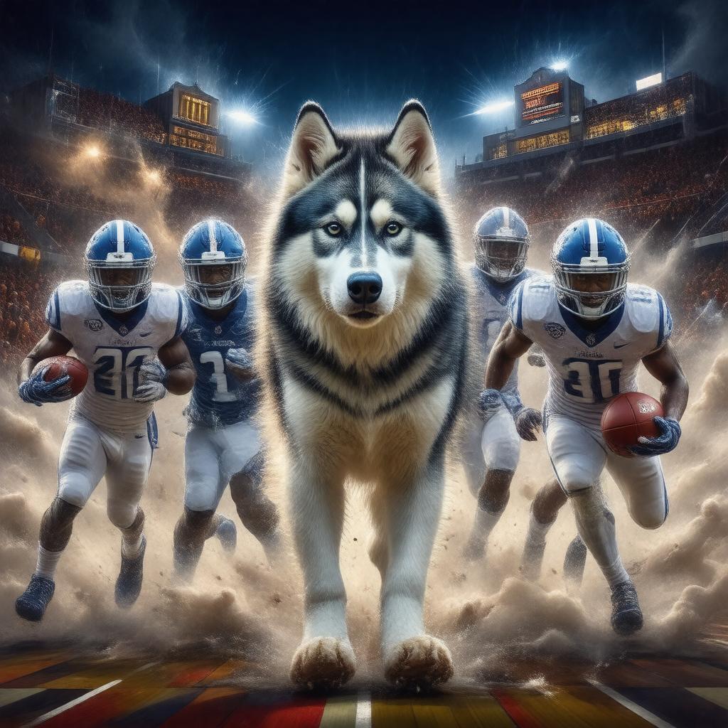 AI-created image of UConn Huskies (basketball, football)