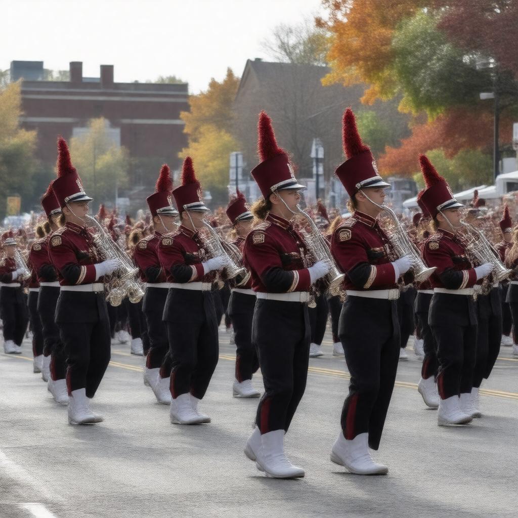 Click to view larger image AI-created image of UMass Minutemen Marching Band