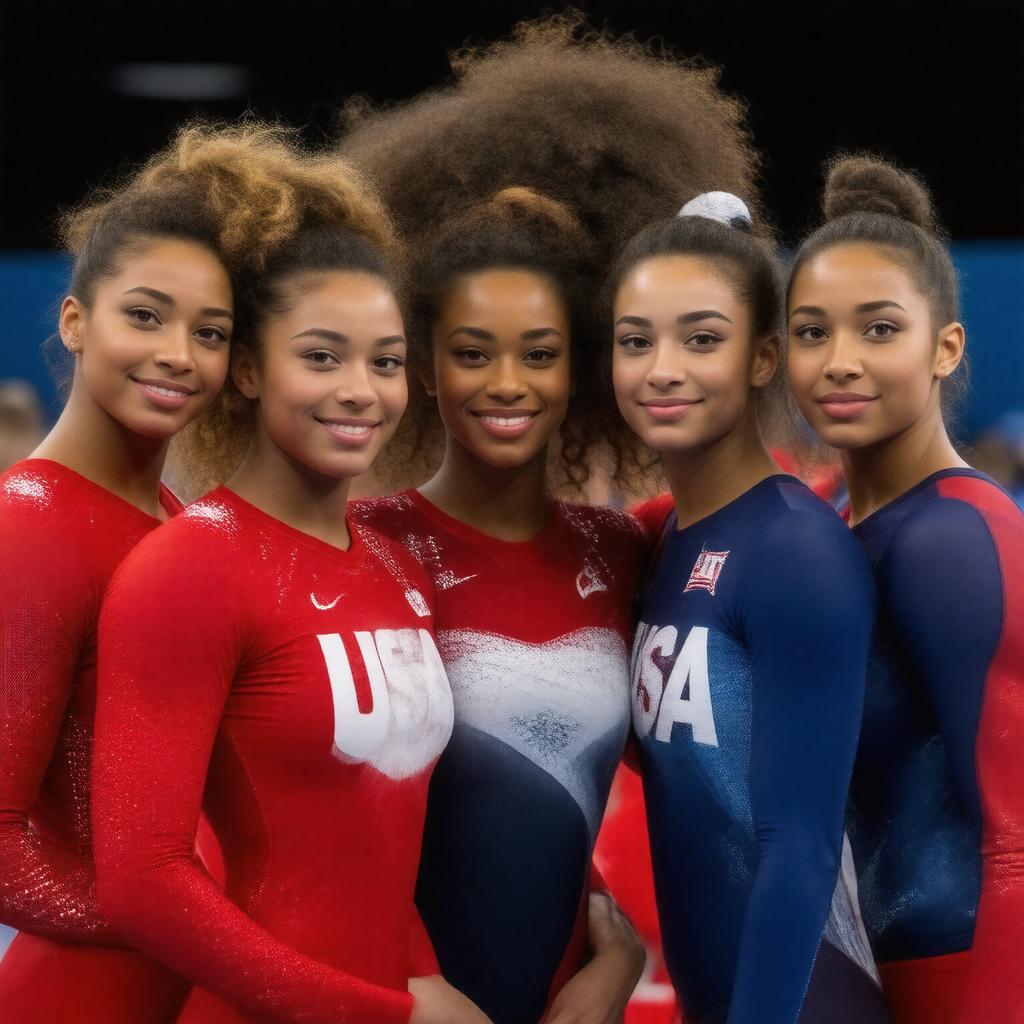 Click to view larger image AI-created image of USA women's gymnastics team