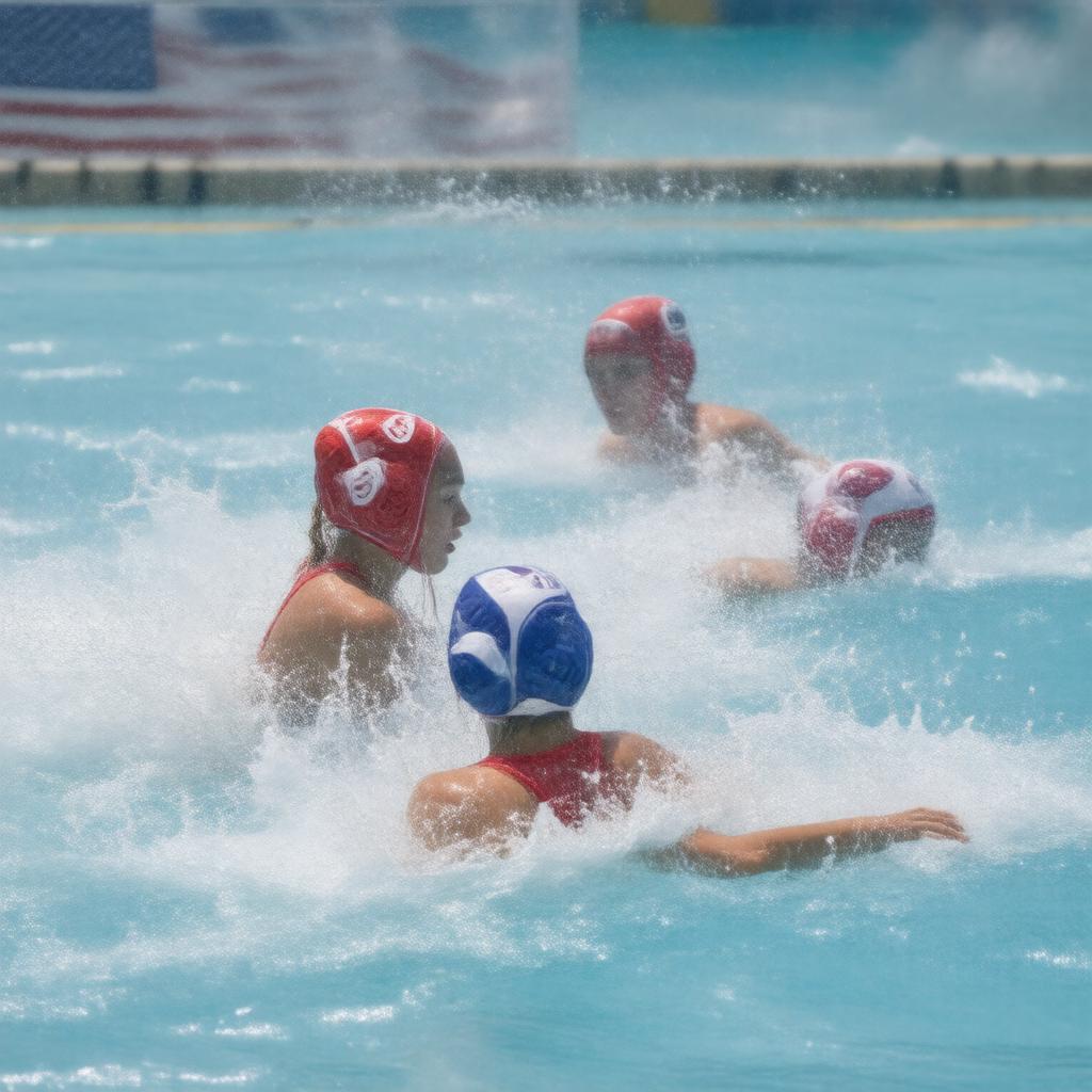 Click to view larger image AI-created image of USA women's water polo team
