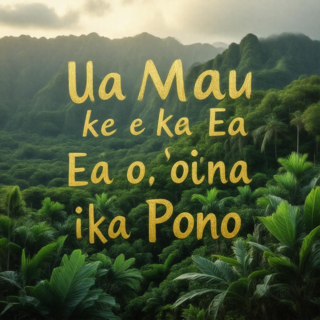 Click to view larger image AI-created image of Ua Mau ke Ea o ka ʻĀina i ka Pono