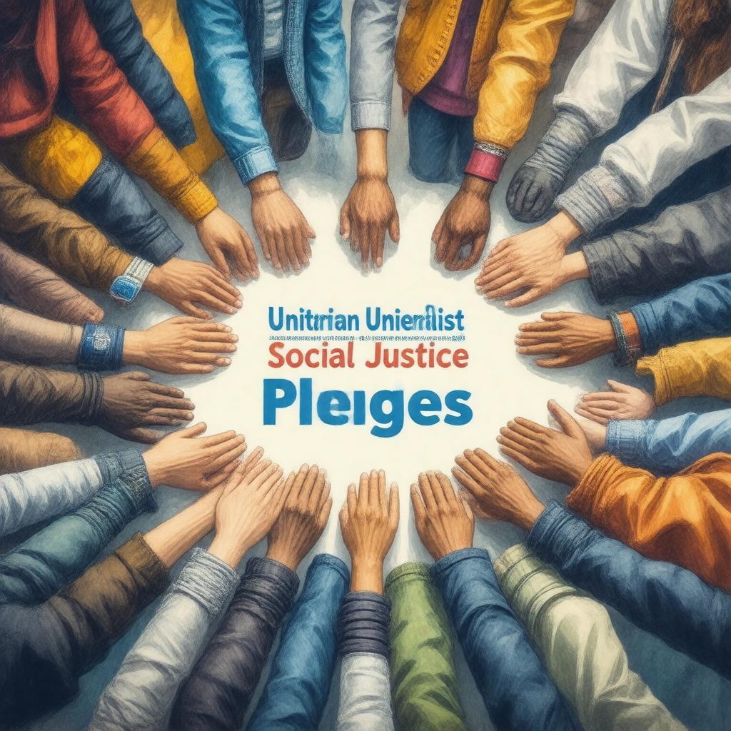 Click to view larger image AI-created image of Unitarian Universalist Association of Social Justice Pledges