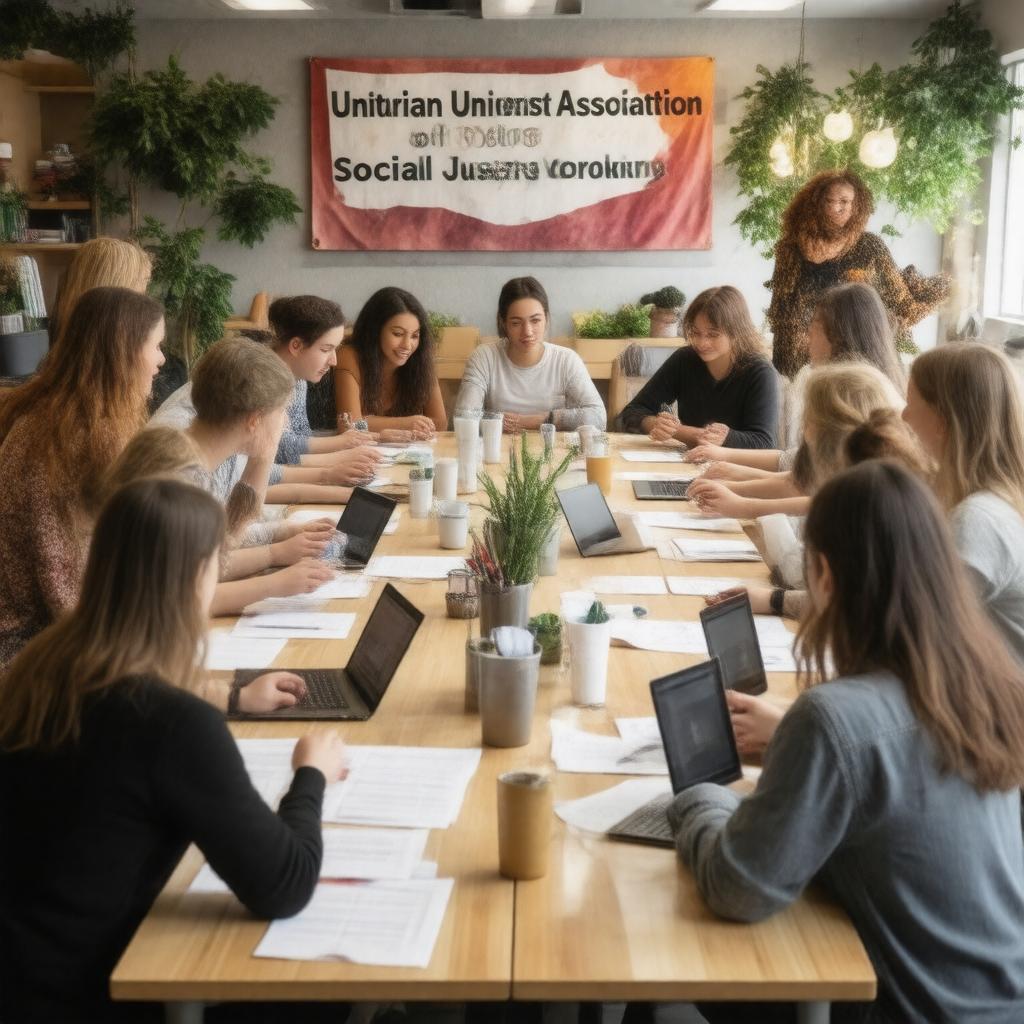 Click to view larger image AI-created image of Unitarian Universalist Association of Social Justice Working Groups