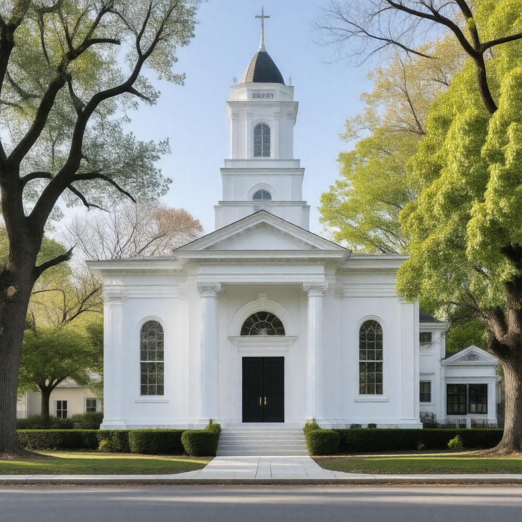 Click to view larger image AI-created image of United First Parish Church, Quincy, Massachusetts