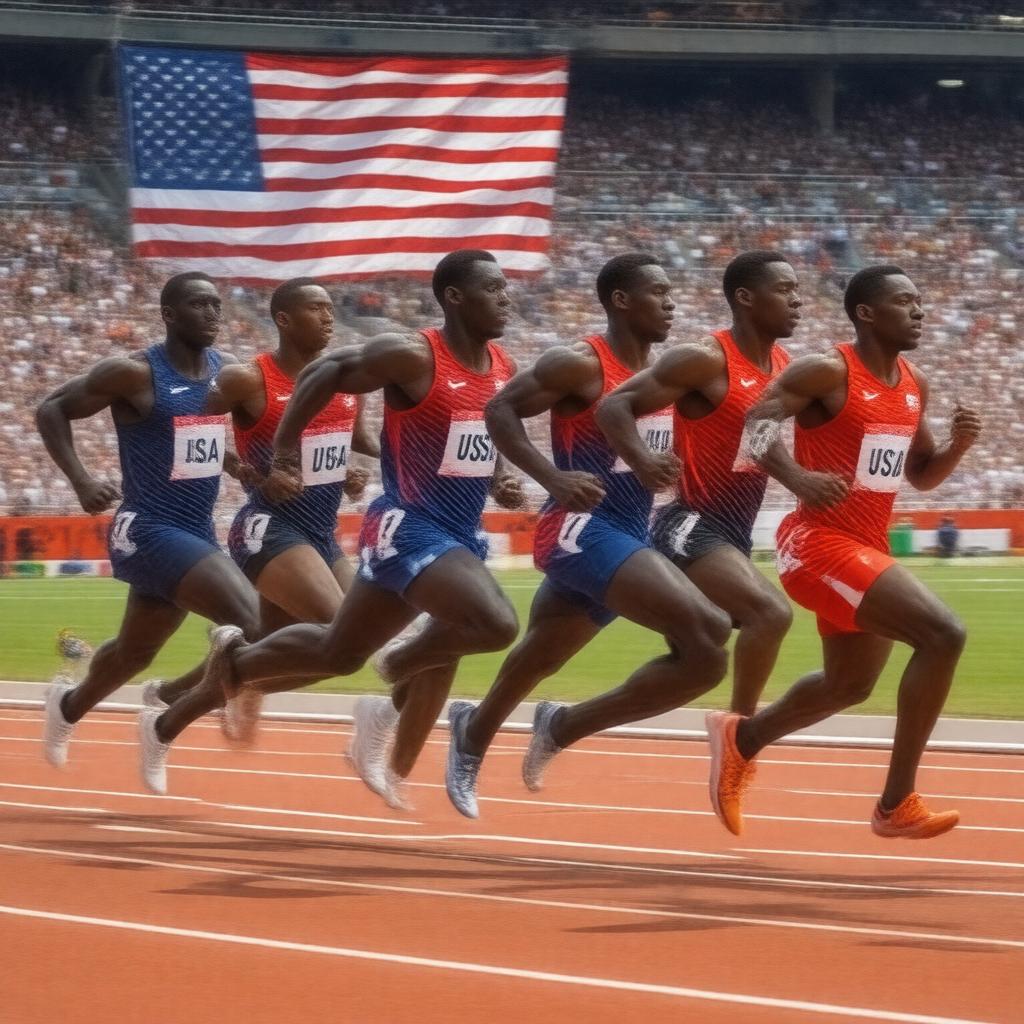 AI-created image of United States 4x100m relay team