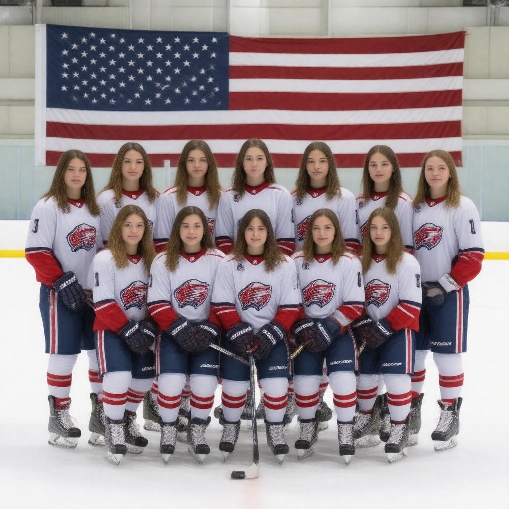 AI-created image of United States women's national under-18 ice hockey team