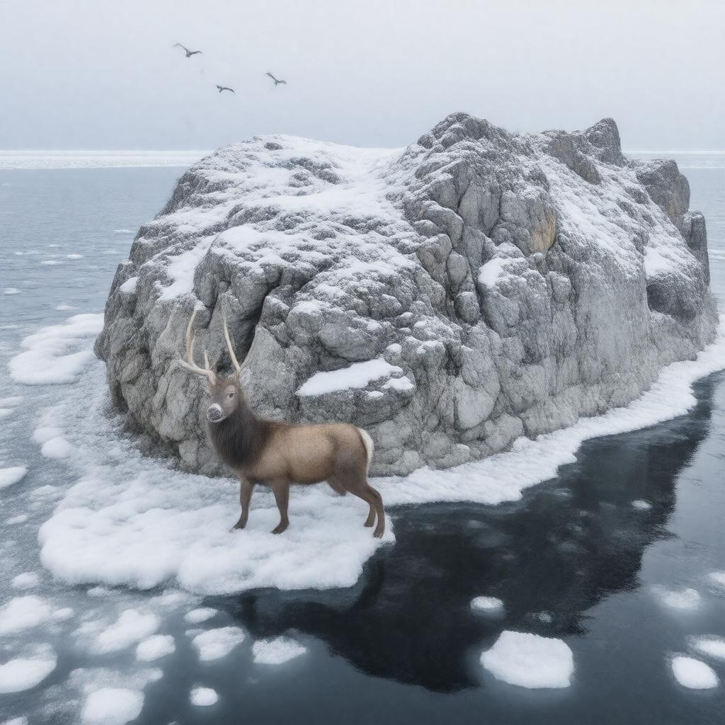 AI-created image of Uyedineniya Island