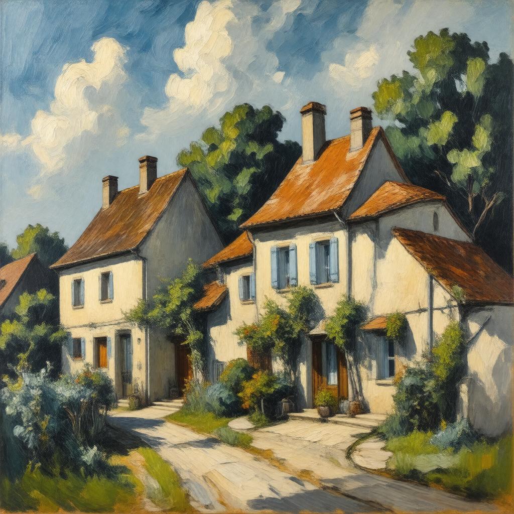 Click to view larger image AI-created image of Van Gogh's Houses at Auvers