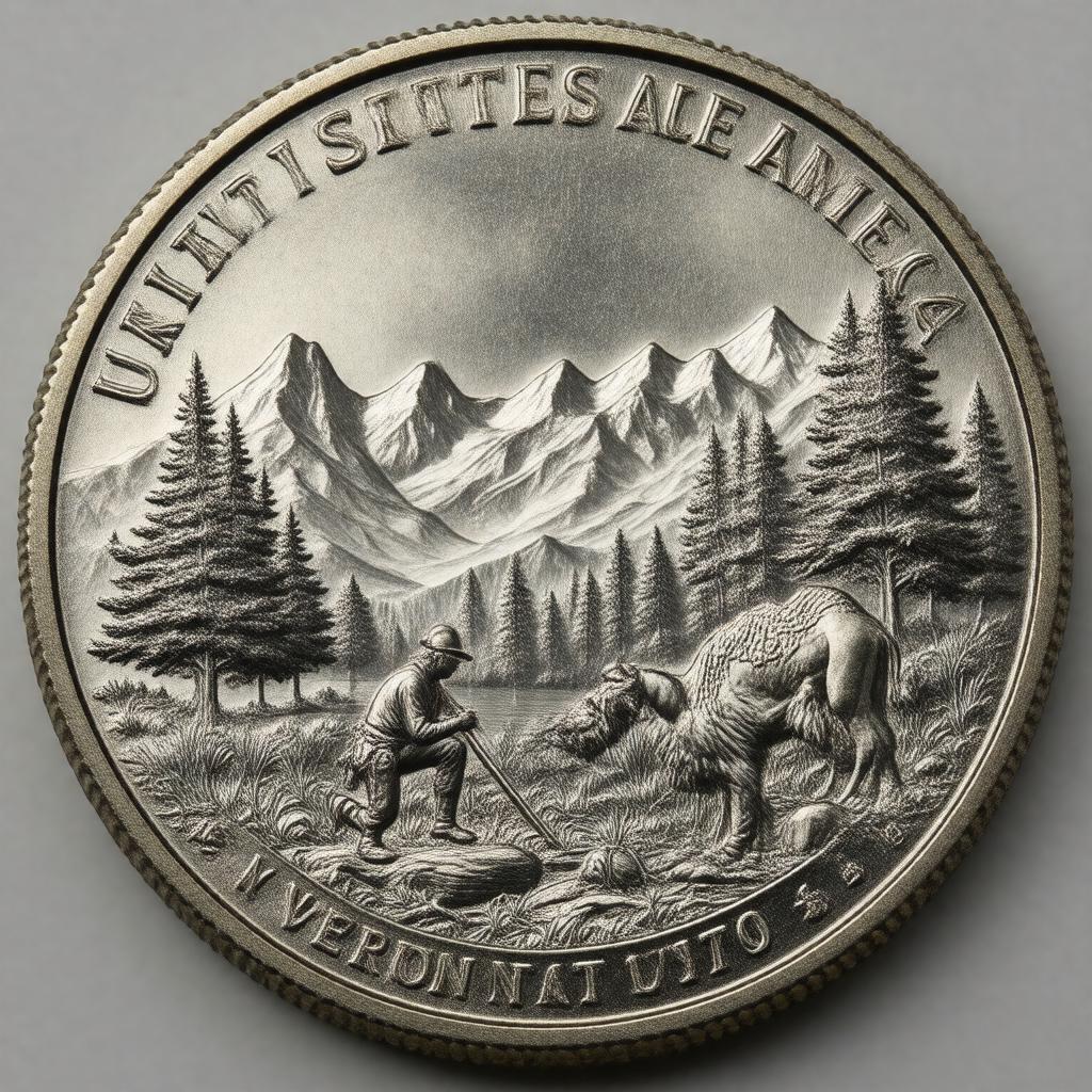 Click to view larger image AI-created image of Vermont state quarter