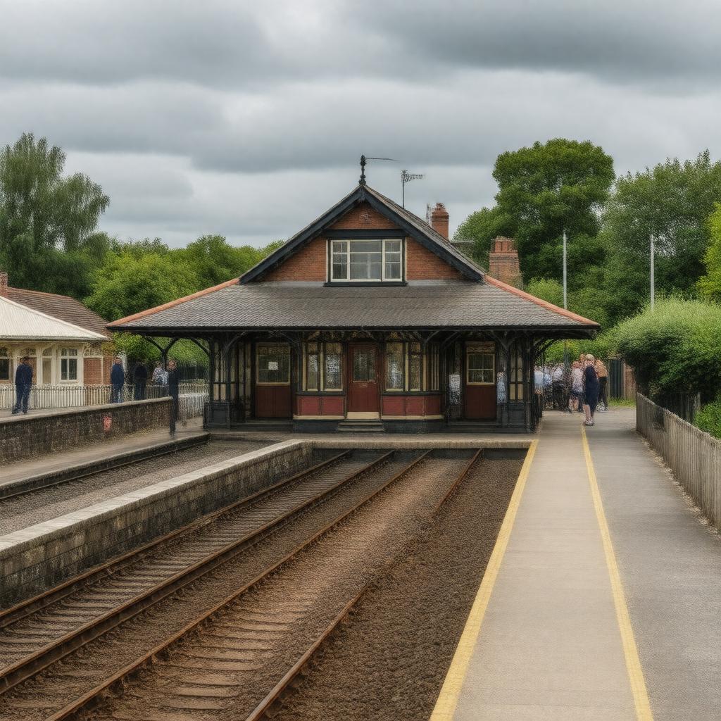 AI-created image of Waltham Cross railway station