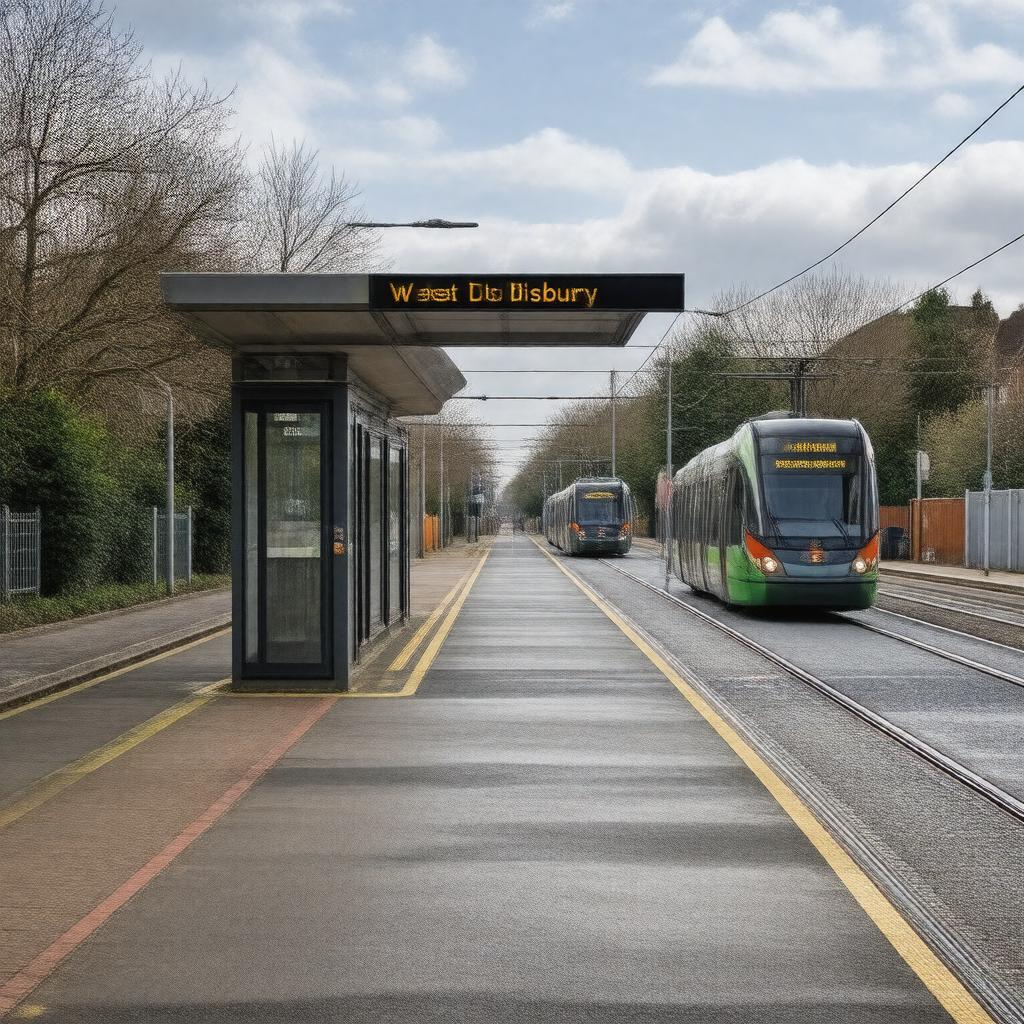 AI-created image of West Didsbury tram stop