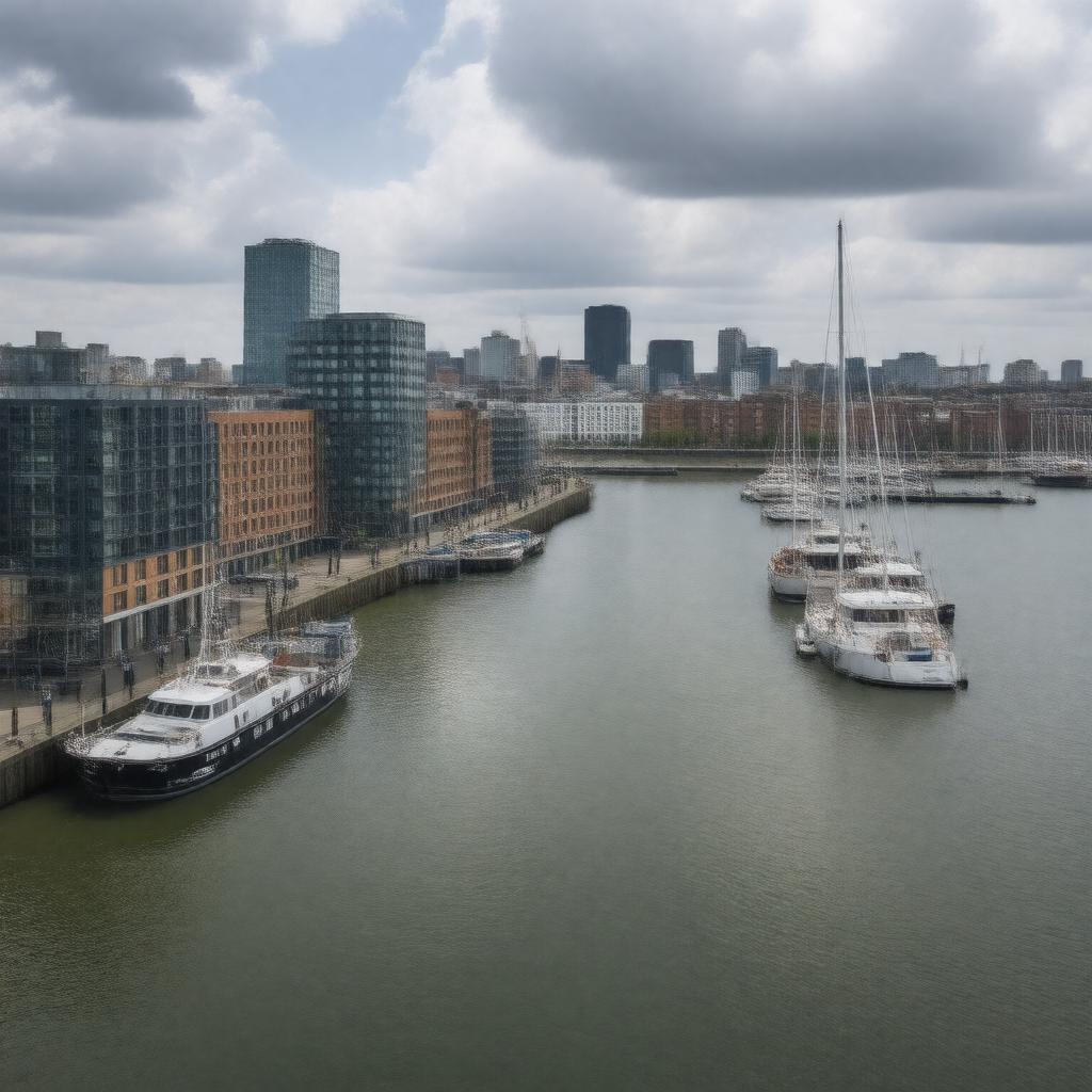 AI-created image of West India Quay, London, England