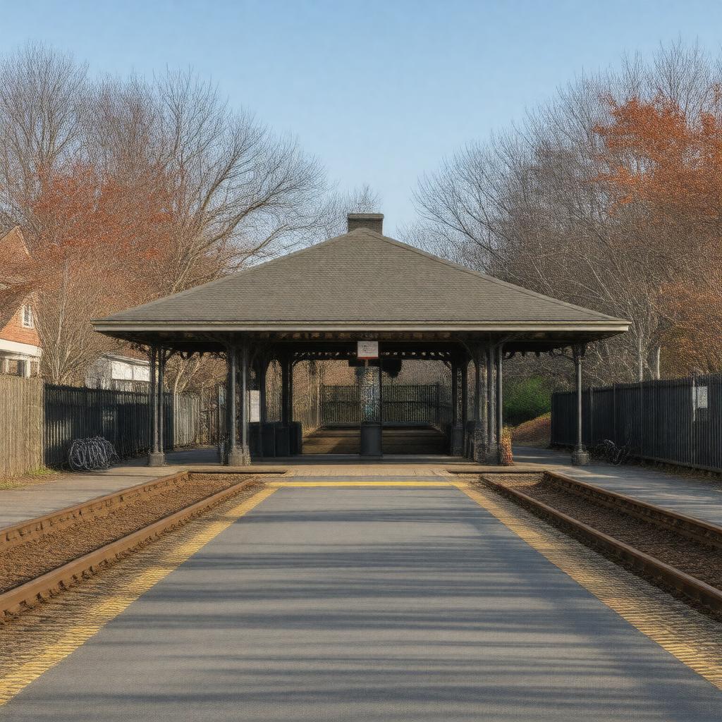 Click to view larger image AI-created image of West Newton station