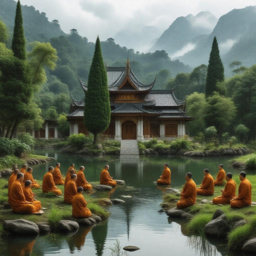 AI-created image of Western Buddhist monasticism
