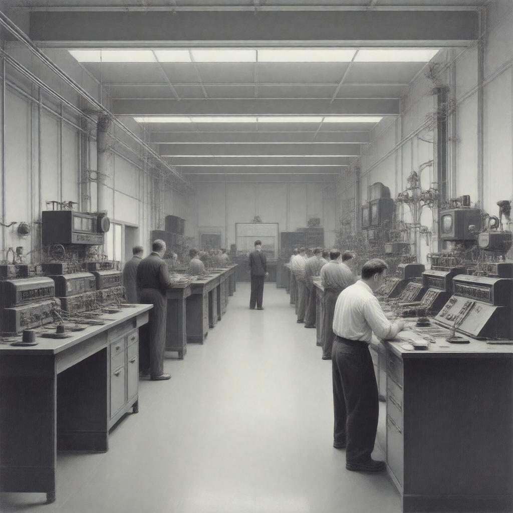 Click to view larger image AI-created image of Western Electric Engineering Department