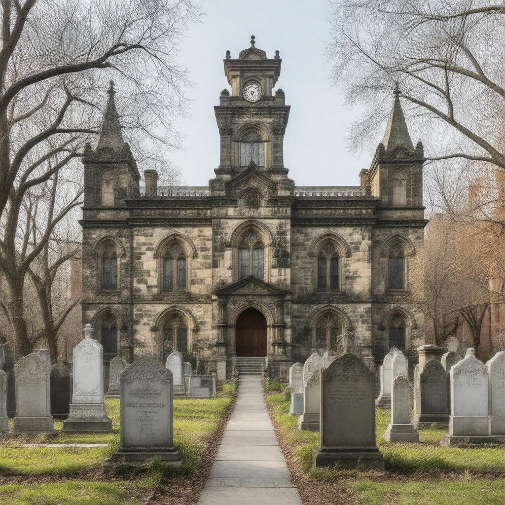 Click to view larger image AI-created image of Westminster Hall and Burying Ground, Baltimore