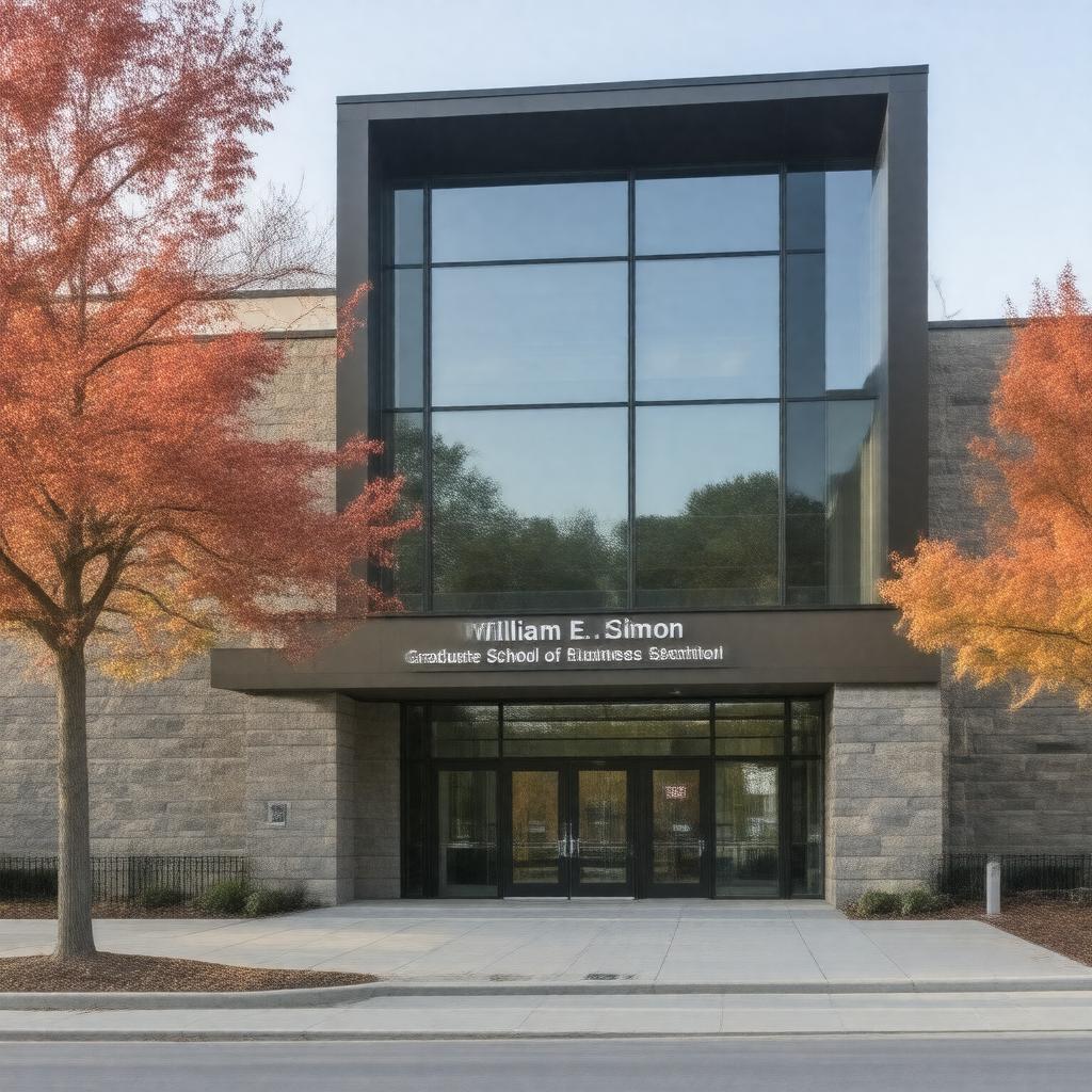 Click to view larger image AI-created image of William E. Simon Graduate School of Business Administration