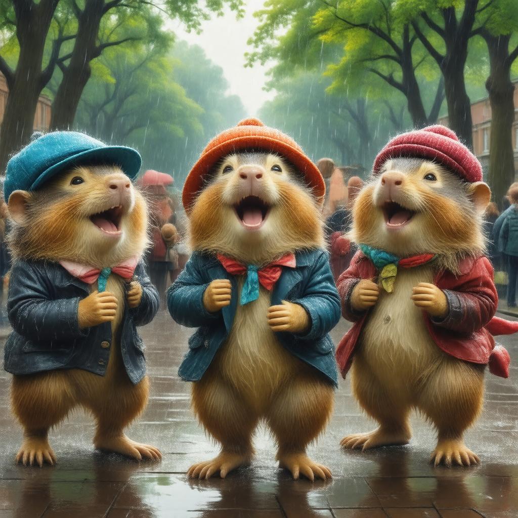 AI-created image of Wombling in the Rain