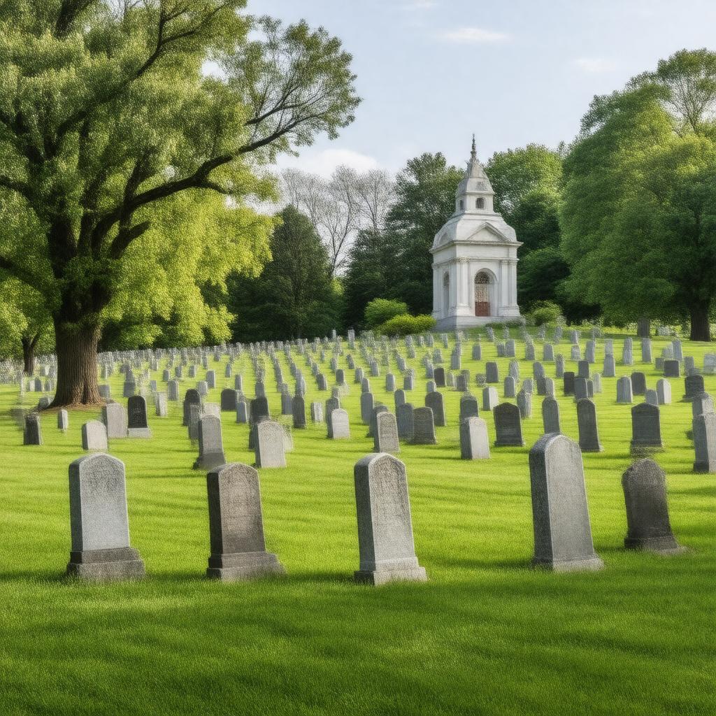 Click to view larger image AI-created image of Woodlawn Cemetery, Elmira, New York, United States