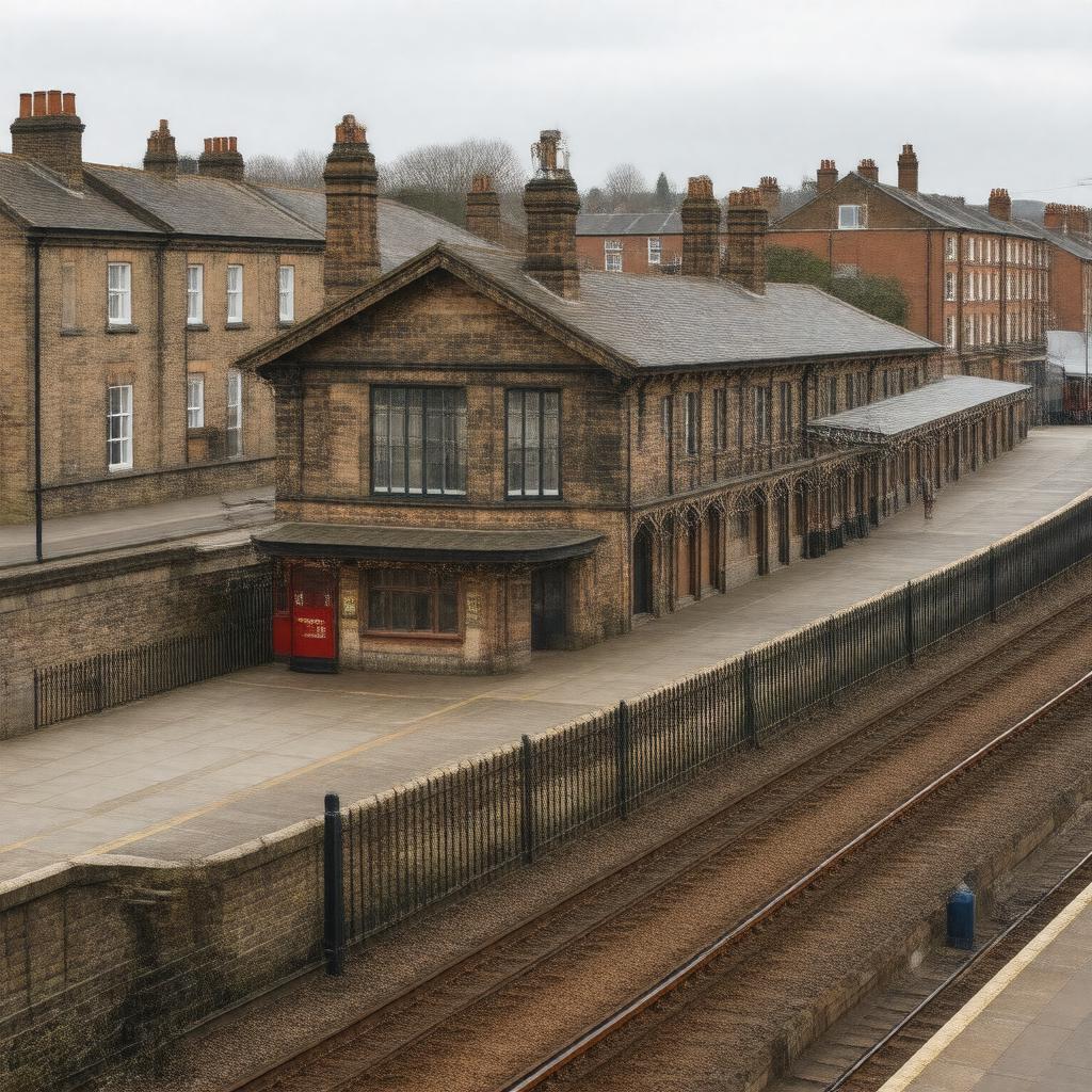 Click to view larger image AI-created image of Worcester Foregate Street railway station (UK)