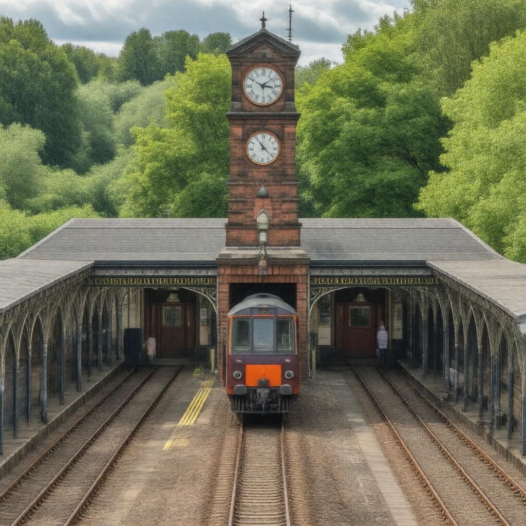 AI-created image of Worcester railway station
