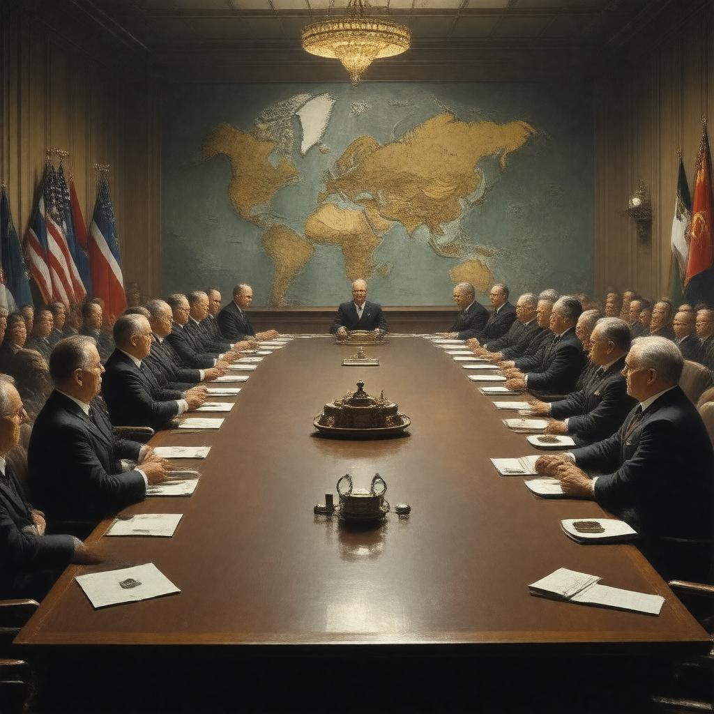 Click to view larger image AI-created image of World War II conferences