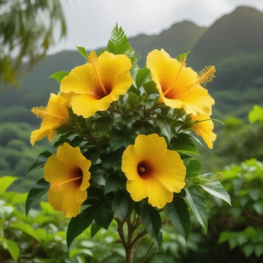 Click to view larger image AI-created image of Yellow hibiscus