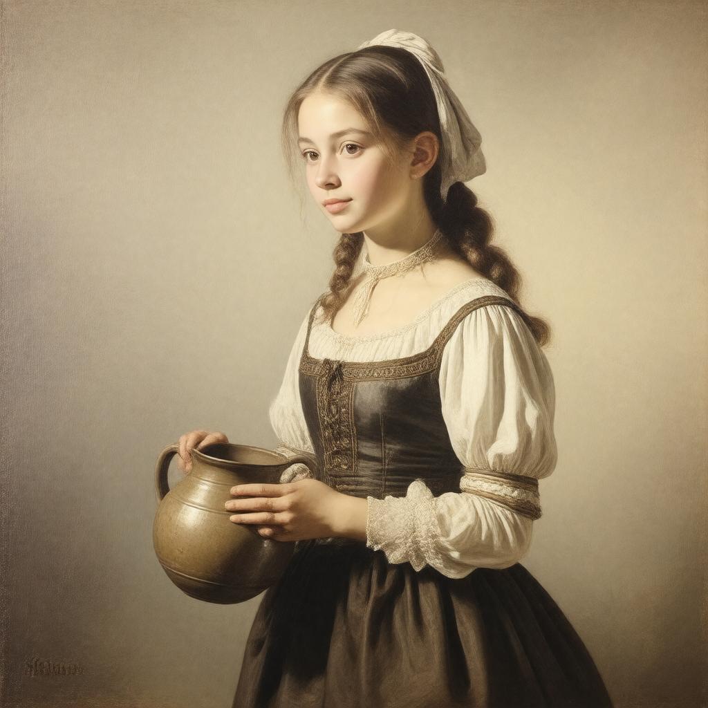 Click to view larger image AI-created image of Young Woman with a Water Pitcher