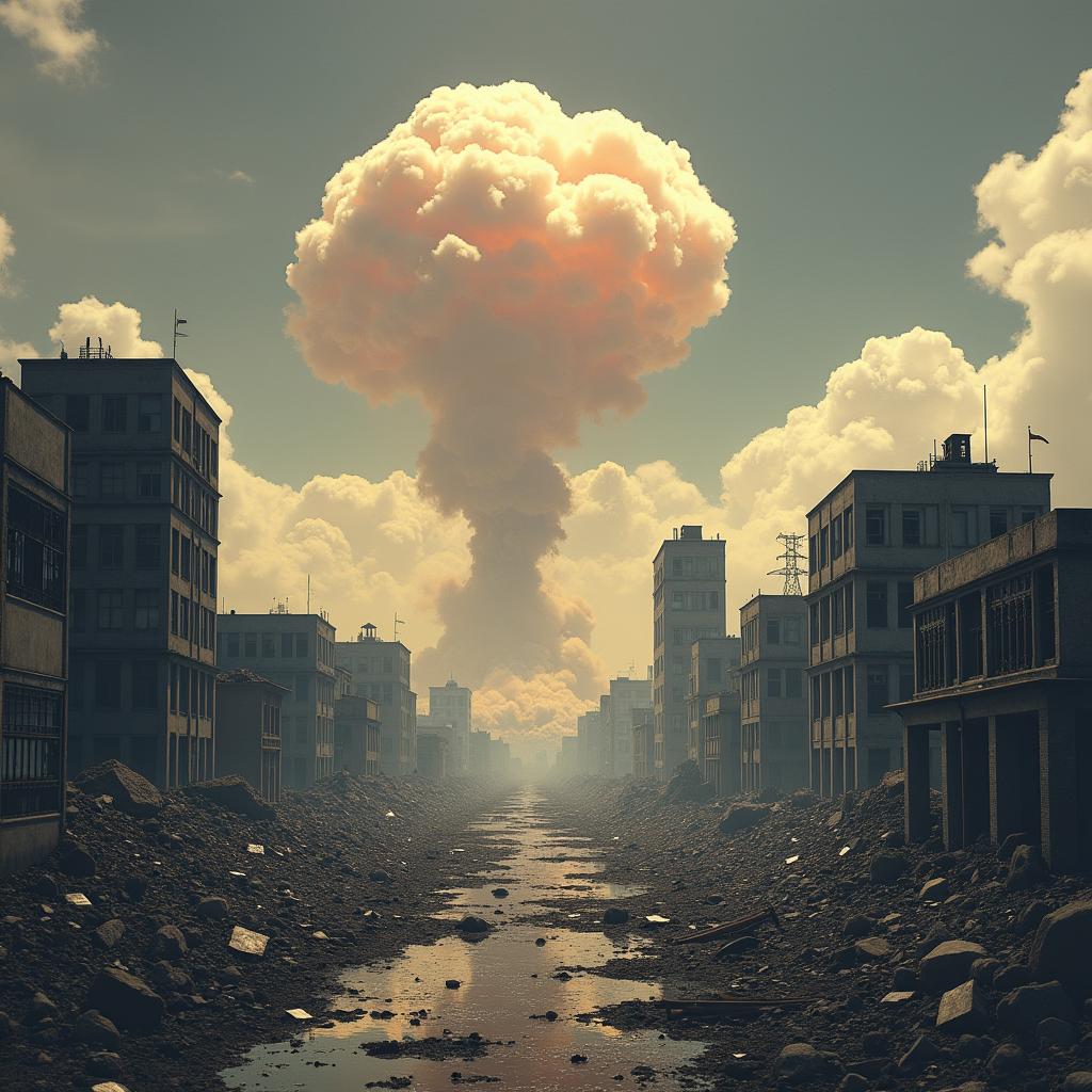 Click to view larger image AI-created image of atomic bombings of Hiroshima and Nagasaki