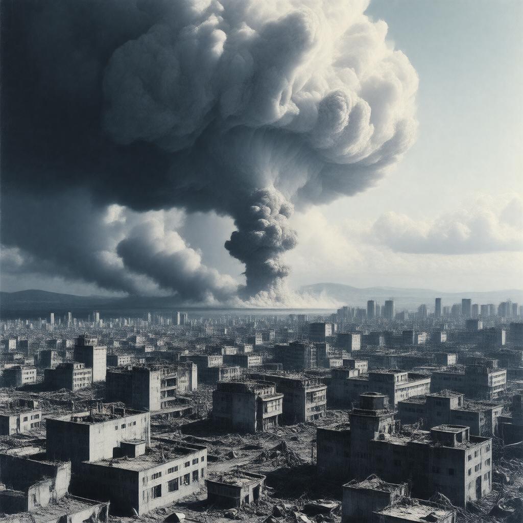 Click to view larger image AI-created image of bombing of Hiroshima and Nagasaki