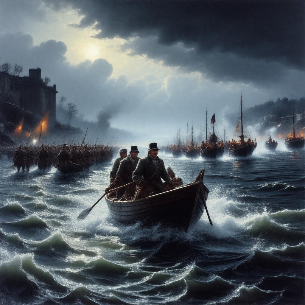 AI-created image of crossing of the Delaware River