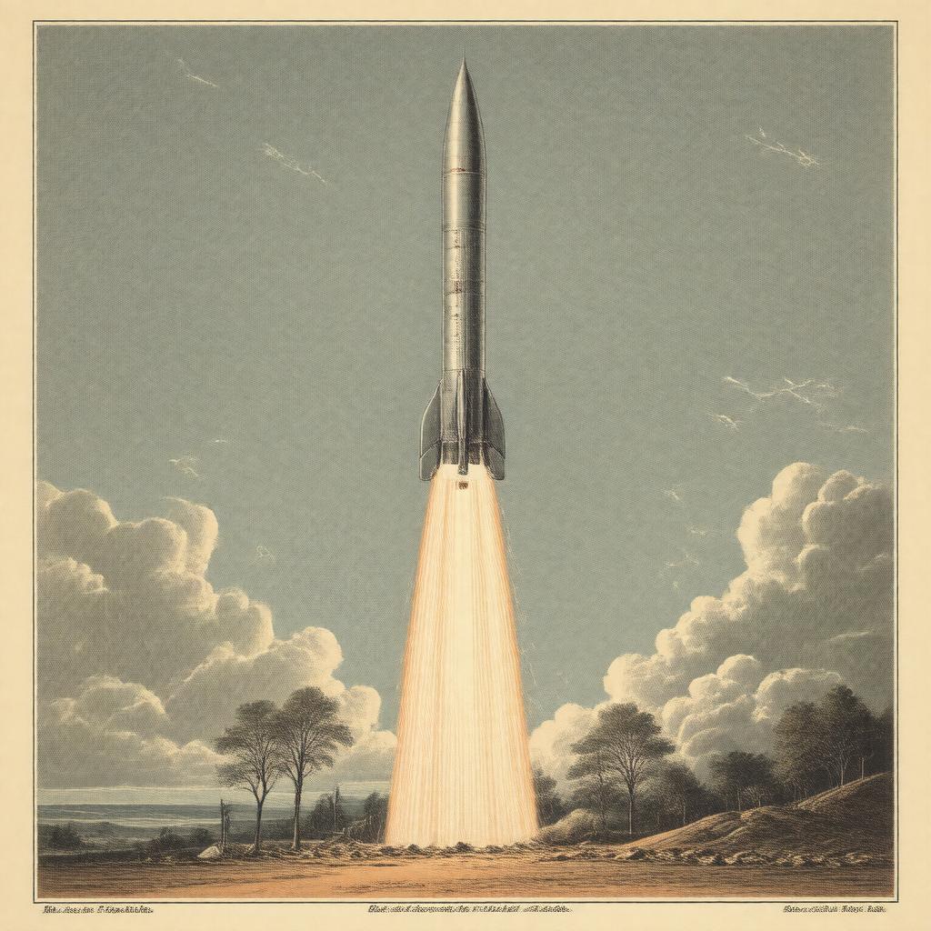 AI-created image of first successful liquid-fueled rocket (1926)