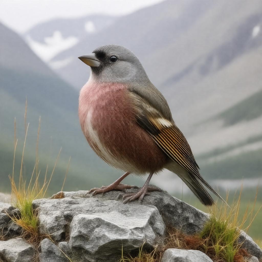 AI-created image of gray-crowned rosy-finch