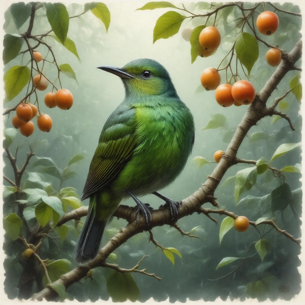 AI-created image of green catbird