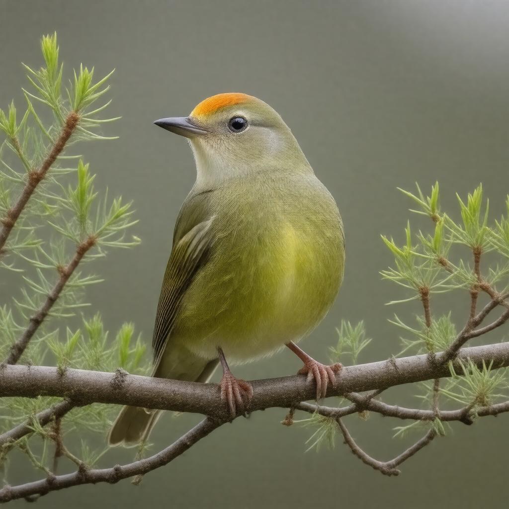 AI-created image of orange-crowned warbler