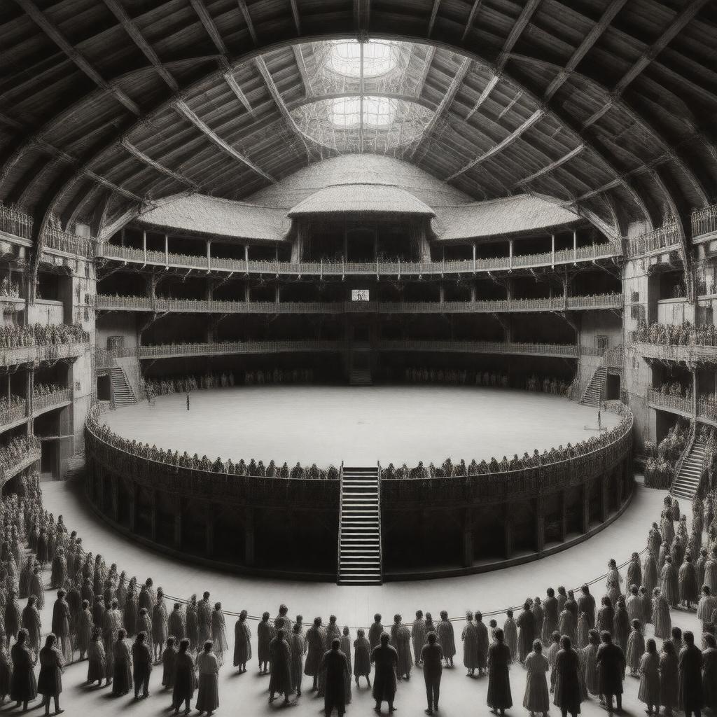 Click to view larger image AI-created image of original Globe Theatre (1599)