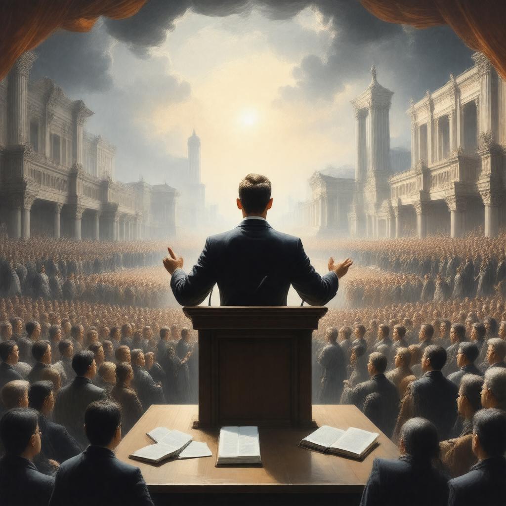 Click to view larger image AI-created image of public speaker