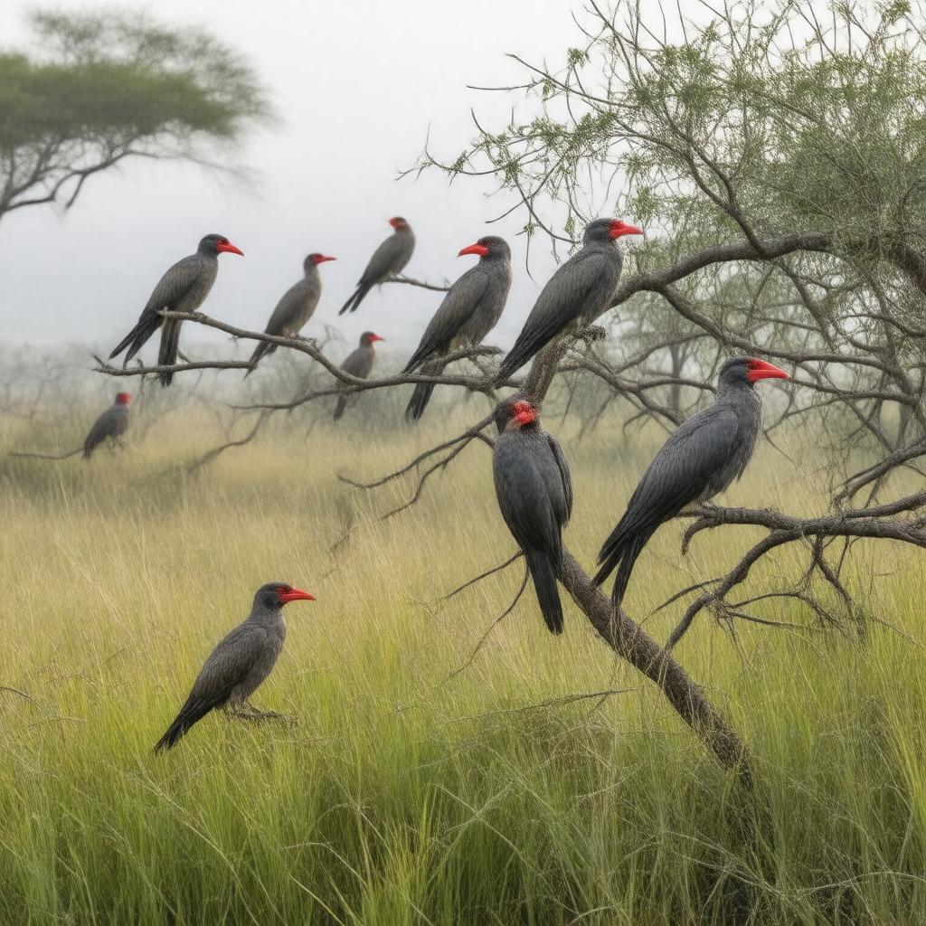 AI-created image of red-billed quelea