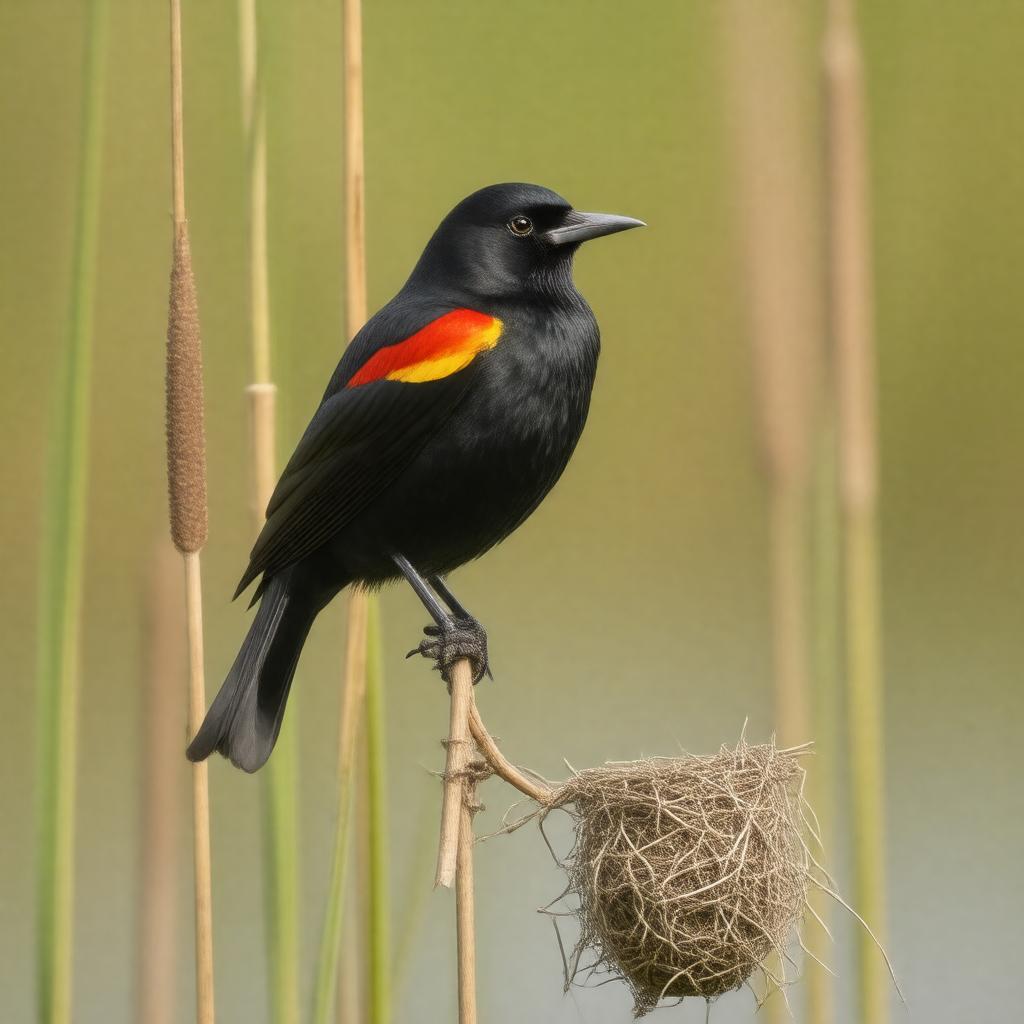 Click to view larger image AI-created image of red-winged blackbird